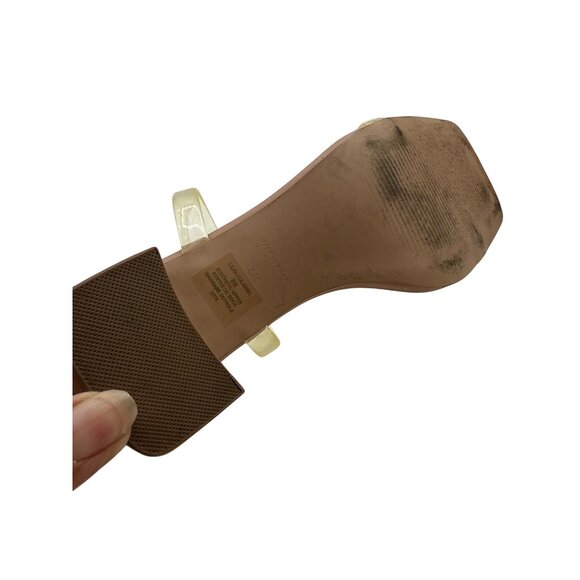 Steve Madden Size 8 High Heel Sandals Beige With Clear Straps - Picture 12 of 12